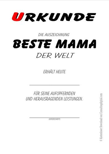 Kostenlose Urkunde Beste Mama der Welt