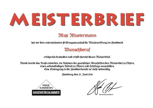 Meisterbrief, Gesellenbrief, Geschenke, Geschenkideen, Urkunde, Zertifikat, Auszeichnung