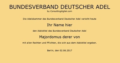 Adelstitel, kostenlos, kaufen, Geschenke, Geschenkideen