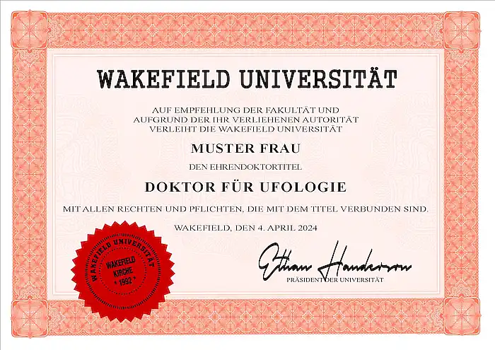 Doktortitel von der Wakefield University kaufen