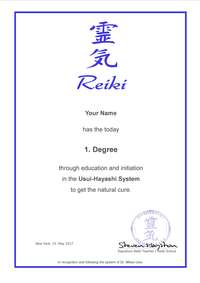 Reiki, Certificates, Diploma