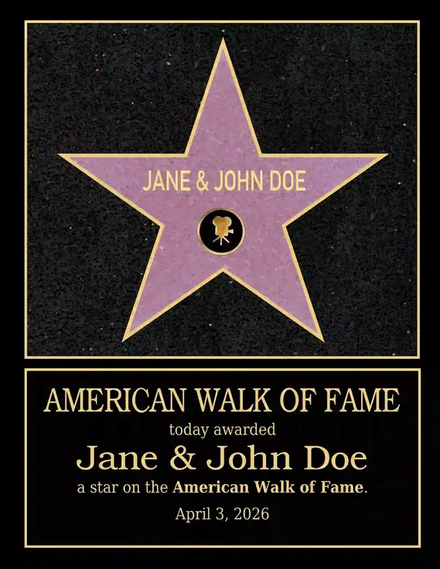 Walk of Fame Certificate