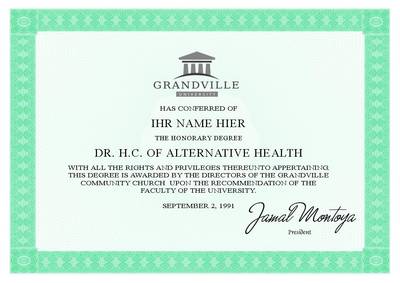 Doctor Degree from Grandville University