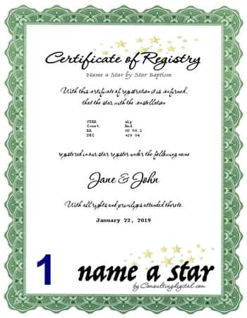 Name a star, Star Baptism, Gifts, Gift idea