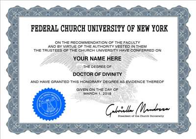 Professortitel der Federal Church University kaufen