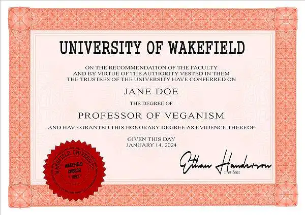 Professortitel von der Wakefield University kaufen